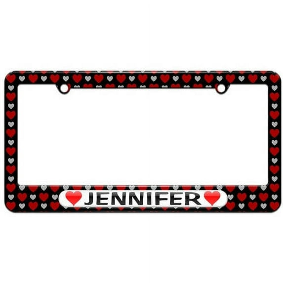 Jennifer Love with Hearts License Plate Tag Frame, Multiple Colors