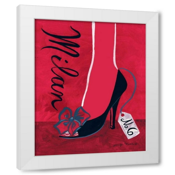 Jennifer Matla 26x31 White Modern Wood Framed Wall Art Titled - High Heels Milan