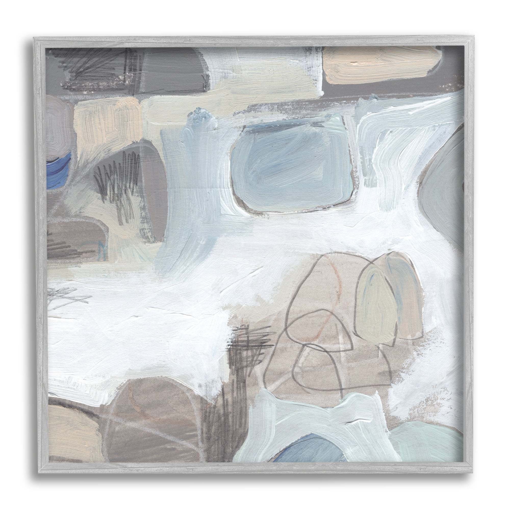 Jennifer Paxton Parker Conceptual Geometric Shapes Busy Lines 12 in x 12 in Framed Painting Art Prints, by Stupell Home Décor