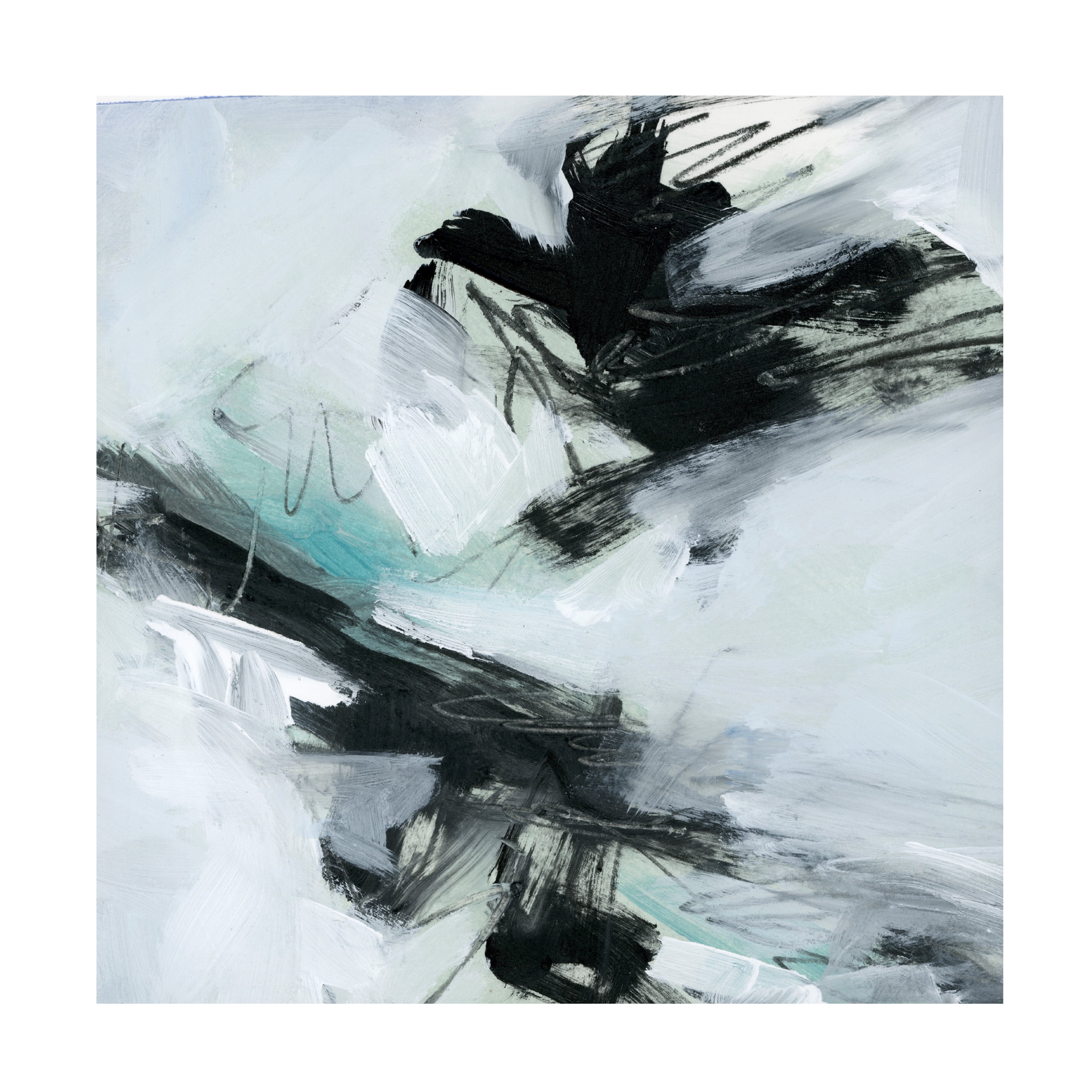 Abstract Black and White Canvas Art with Hidden Wooden Frame