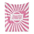 thumbnail image 1 of Jennifer Soft Flannel Fleece Throw Blanket, Most Popular Names for Newborn American Girls in Retro Design, Cozy Plush for Indoor and Outdoor Use, 50" x 70", Pale Pink and White, by Ambesonne, 1 of 6