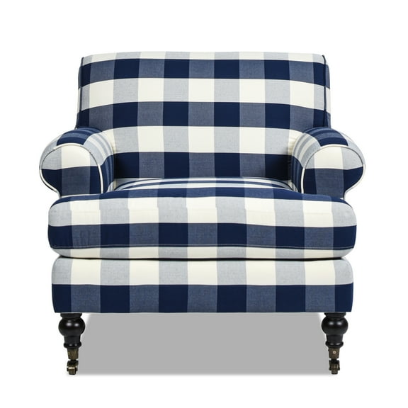 Jennifer Taylor Home Alana 38" Lawson Large Living Room Accent Arm Chair with Metal Casters, Blue lattice Woven