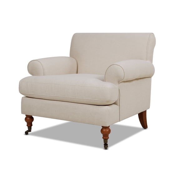 Jennifer Taylor Home Alana 38" Lawson Large Living Room Accent Arm Chair with Metal Casters, Sky Neutral