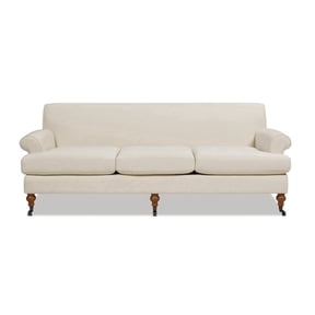 Jennifer Taylor Home Alana 88" Lawson Living Room Three-Cushion Recessed Arm Sofa Couch with Metal Casters, Light Beige
