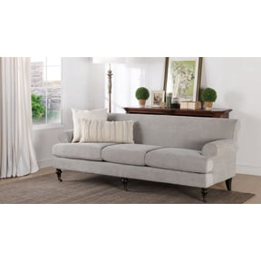 Jennifer Taylor Home Alana 88" Lawson Living Room Three-Cushion Tightback Sofa Couch with Metal Casters, Silver Grey
