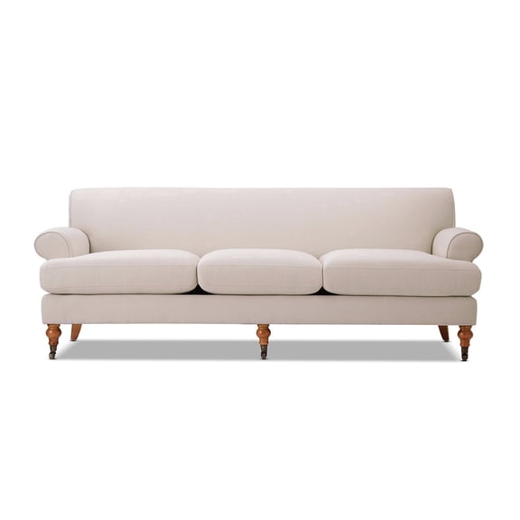 Jennifer Taylor Home Alana 88" Lawson Living Room Three-Cushion Tightback Sofa Couch with Metal Casters, Sky Neutral