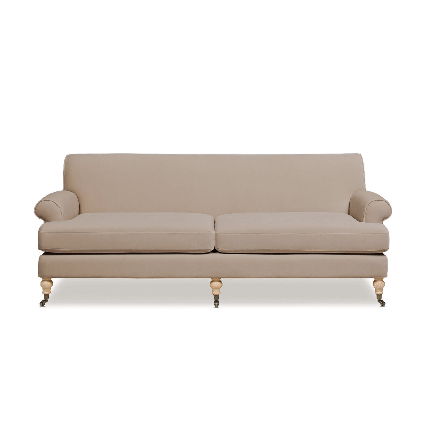 Mink Beige Velvet Lawson Sofa with Rolled Arms