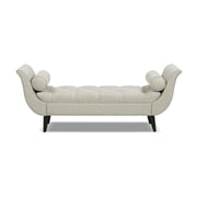 Alma Tufted Flared Arm Entryway Bench Taupe Polyester