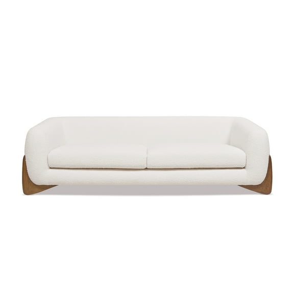 Jennifer Taylor Home Alpine 90.5" Modern Scandinavian Boucle Minimalist Round Arm Sherpa Sofa, Ivory White