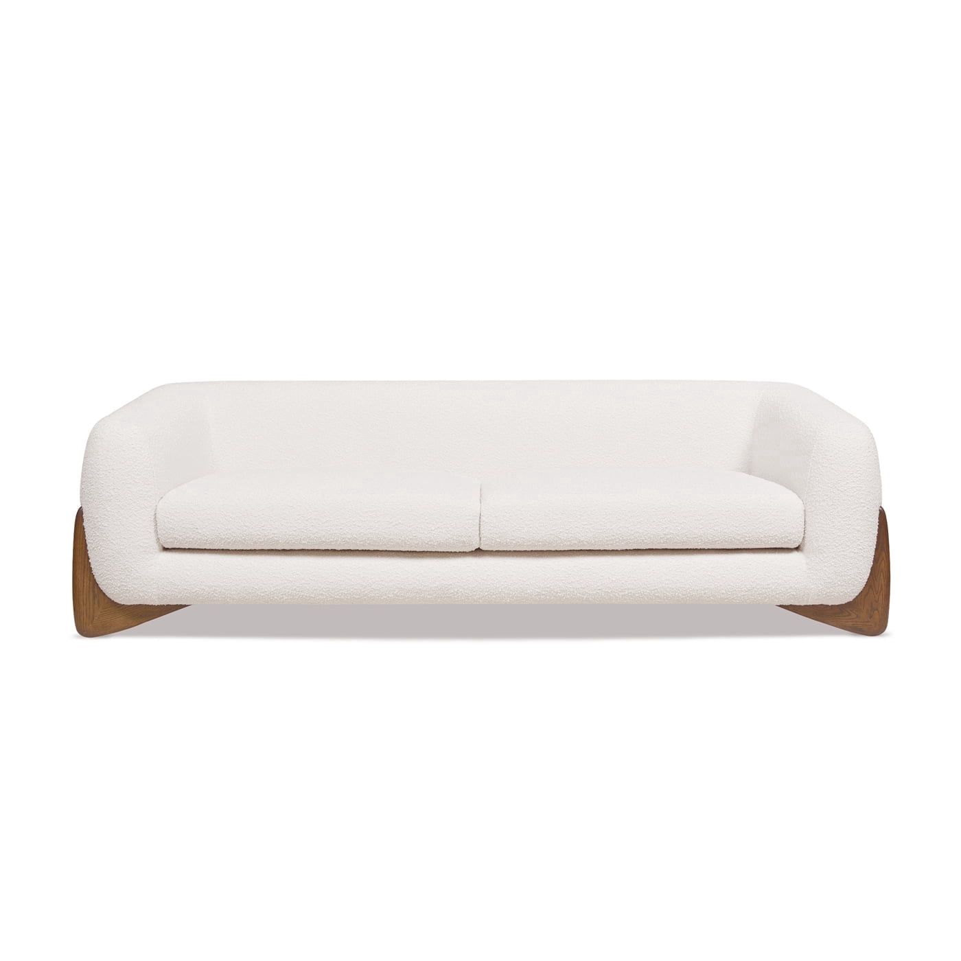 Jennifer Taylor Home Alpine 90.5" Modern Scandinavian Boucle Minimalist Round Arm Sherpa Sofa, Ivory White