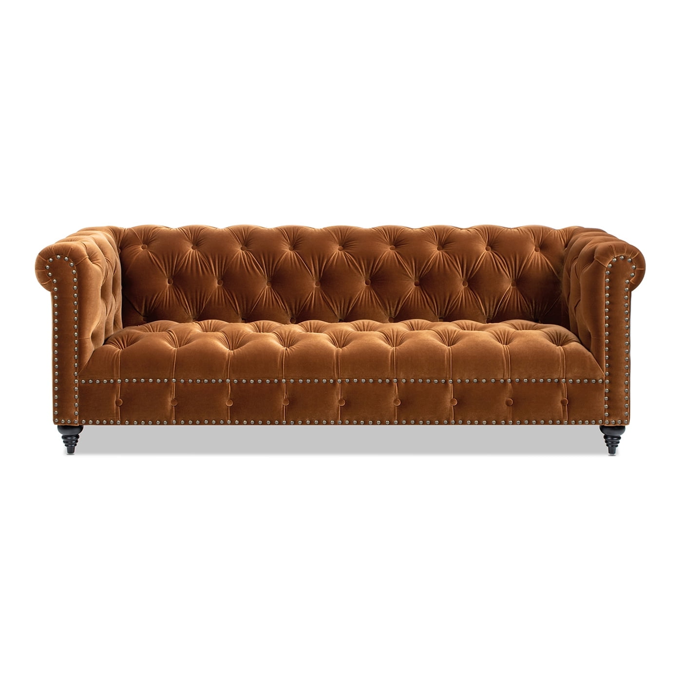 Jennifer Taylor Home Alto 88" Tufted Chesterfield Sofa, Burnt Orange Performance Velvet
