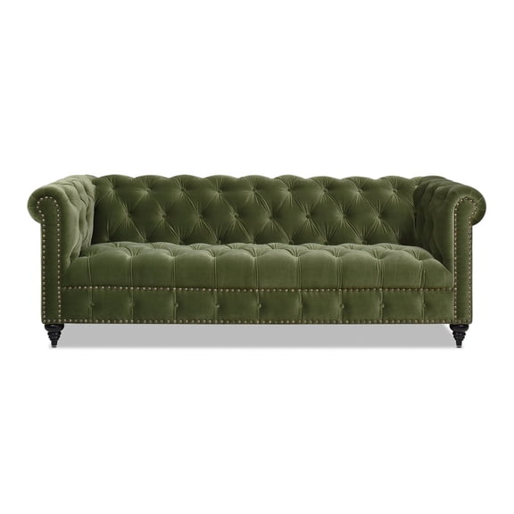 Jennifer Taylor Home Alto 88" Tufted Chesterfield Sofa Olive Green Velvet