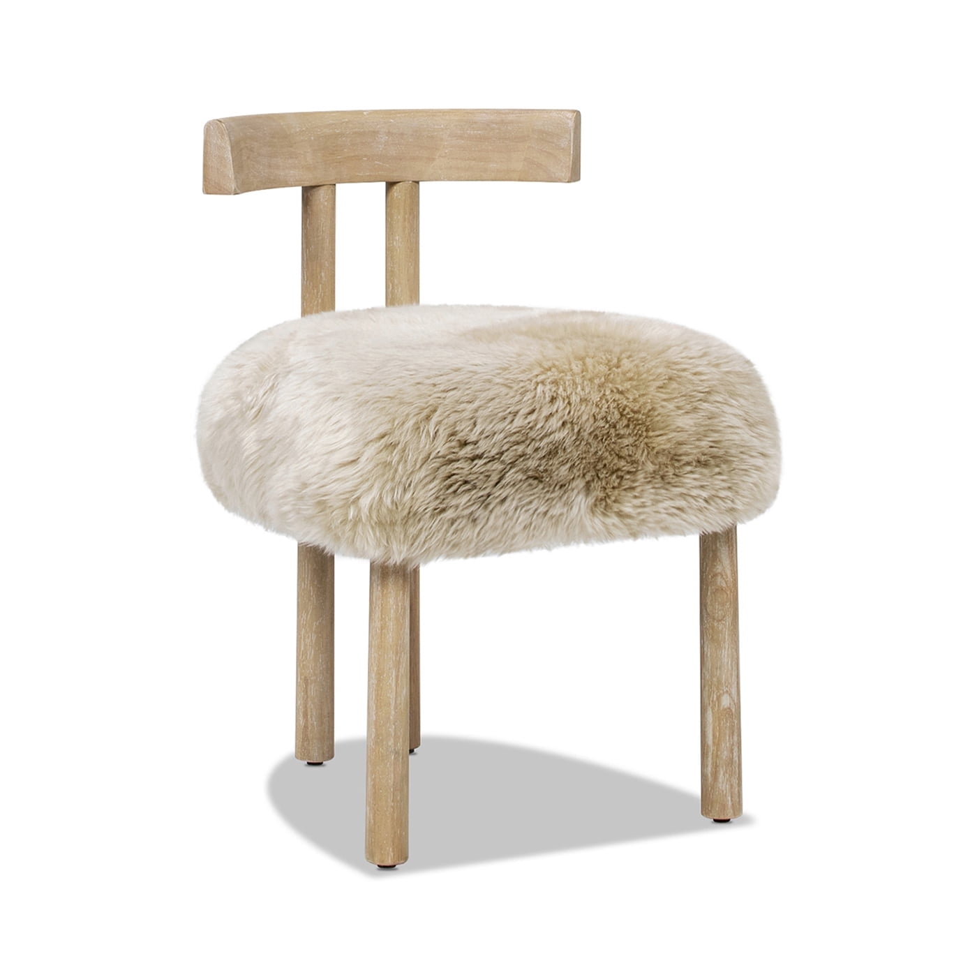 Jennifer Taylor Home Arden 19.5" Genuine Sheepskin Fur Split Back Dining Chair Natural Blonde Genuine Fur