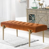 Jennifer Taylor Home Aria Upholstered Gold Accent Bench Burnt Orange