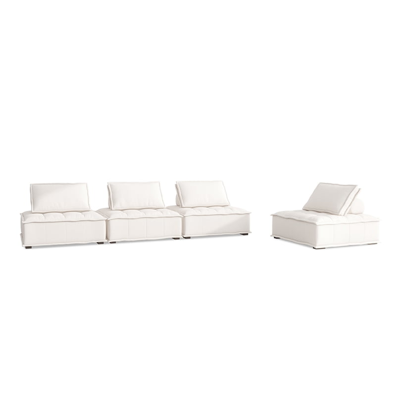 Arwen 168" Four-Piece Modular Tufted Linen Sectional Sofa in Beige