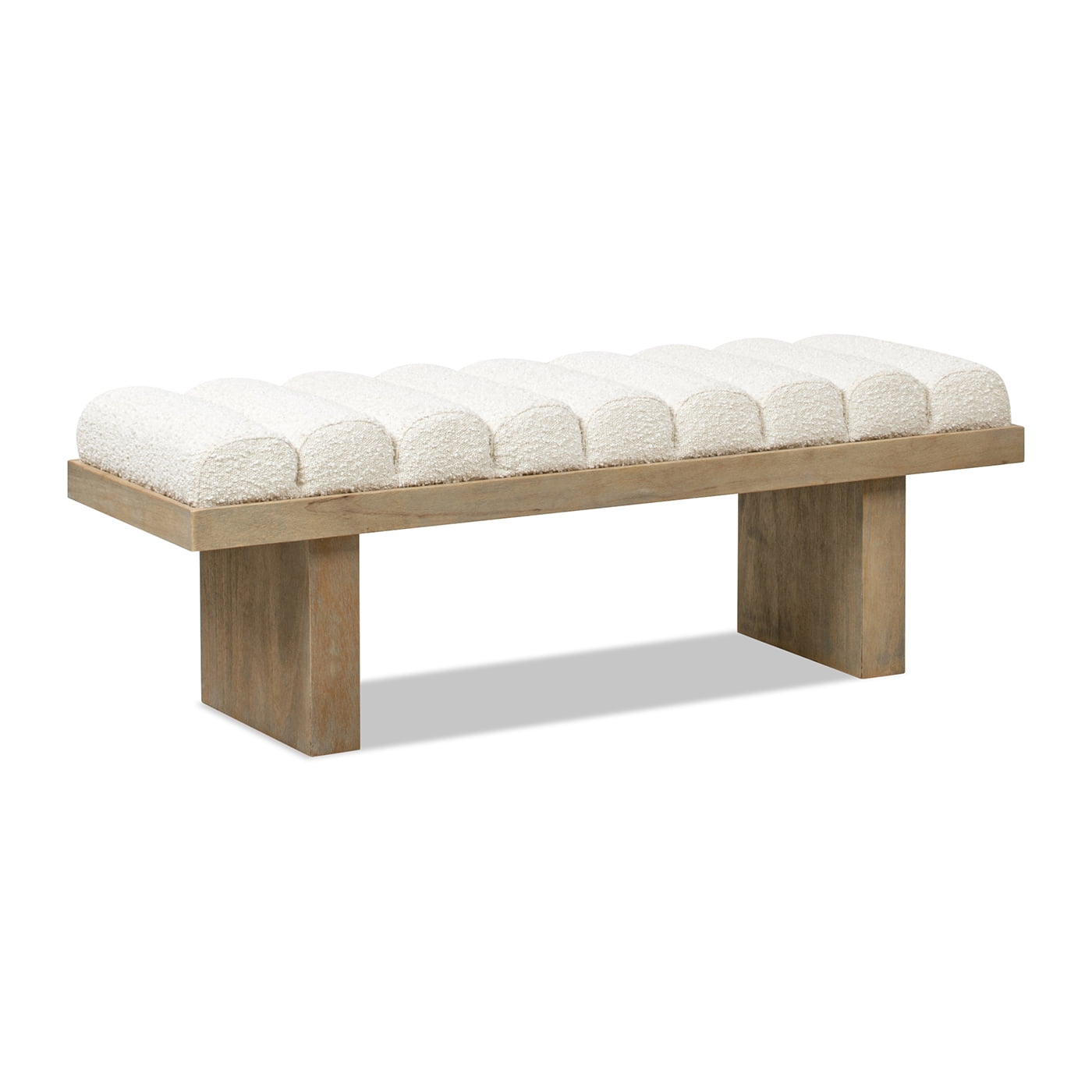 Jennifer Taylor Home Bella 52" Upholstered Modern Accent Bench, Ivory White Boucle