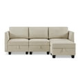 thumbnail image 1 of Jennifer Taylor Home Billy 86" Modular 4-Piece Storage Sectional Sofa Sandstone Beige Polyester, 1 of 11