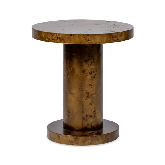 Jennifer Taylor Home Bolin 18" Round Pillar Burl Accent Side Table, Walnut Brown Burl Wood