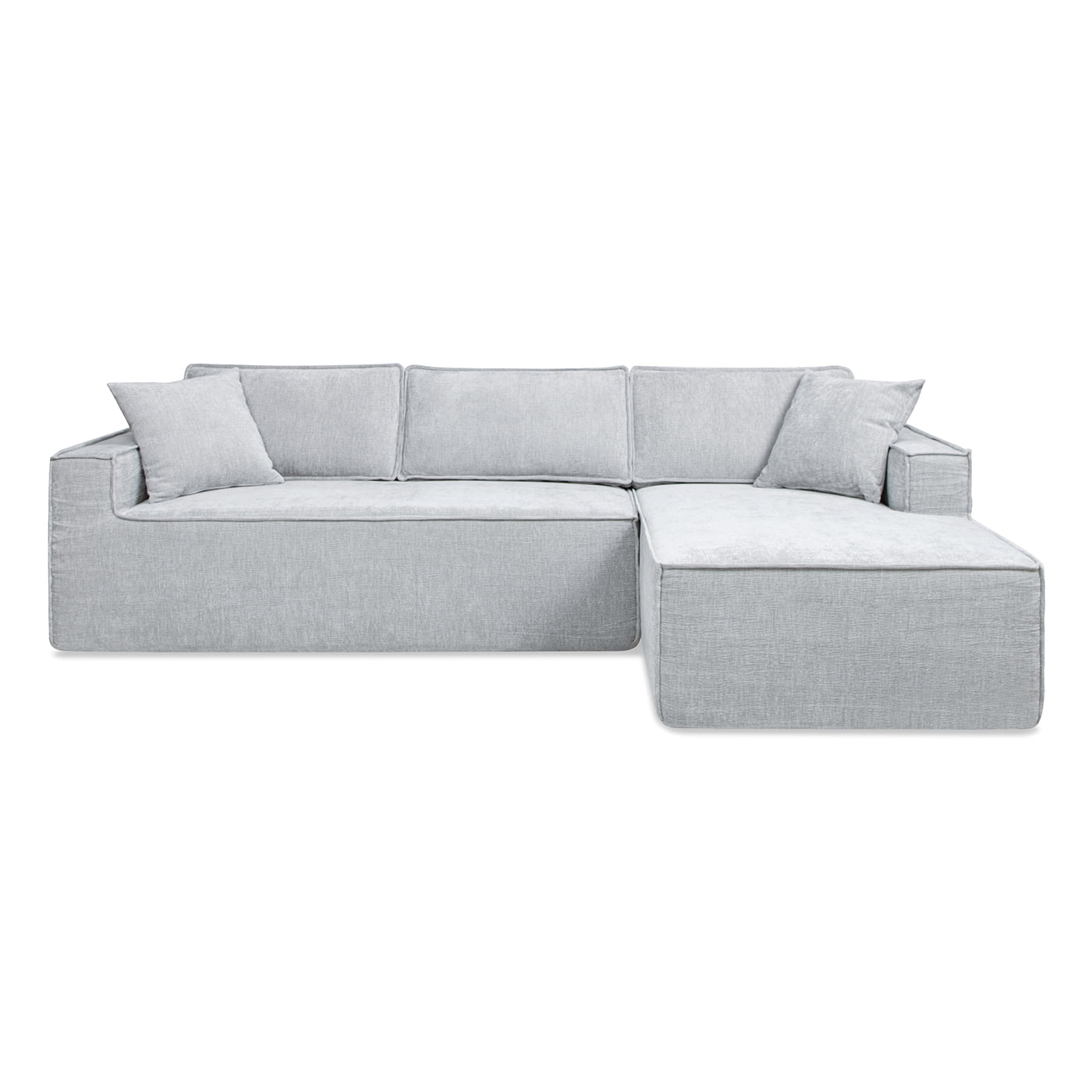 Brenley Ash Gray Chenille 110.5" Pillow Back Sectional Sofa