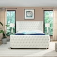 thumbnail image 1 of Jennifer Taylor Home Brooklyn Tufted Shelter Wingback Panel Bed Antique White Polyester King Polyester Blend, 1 of 5