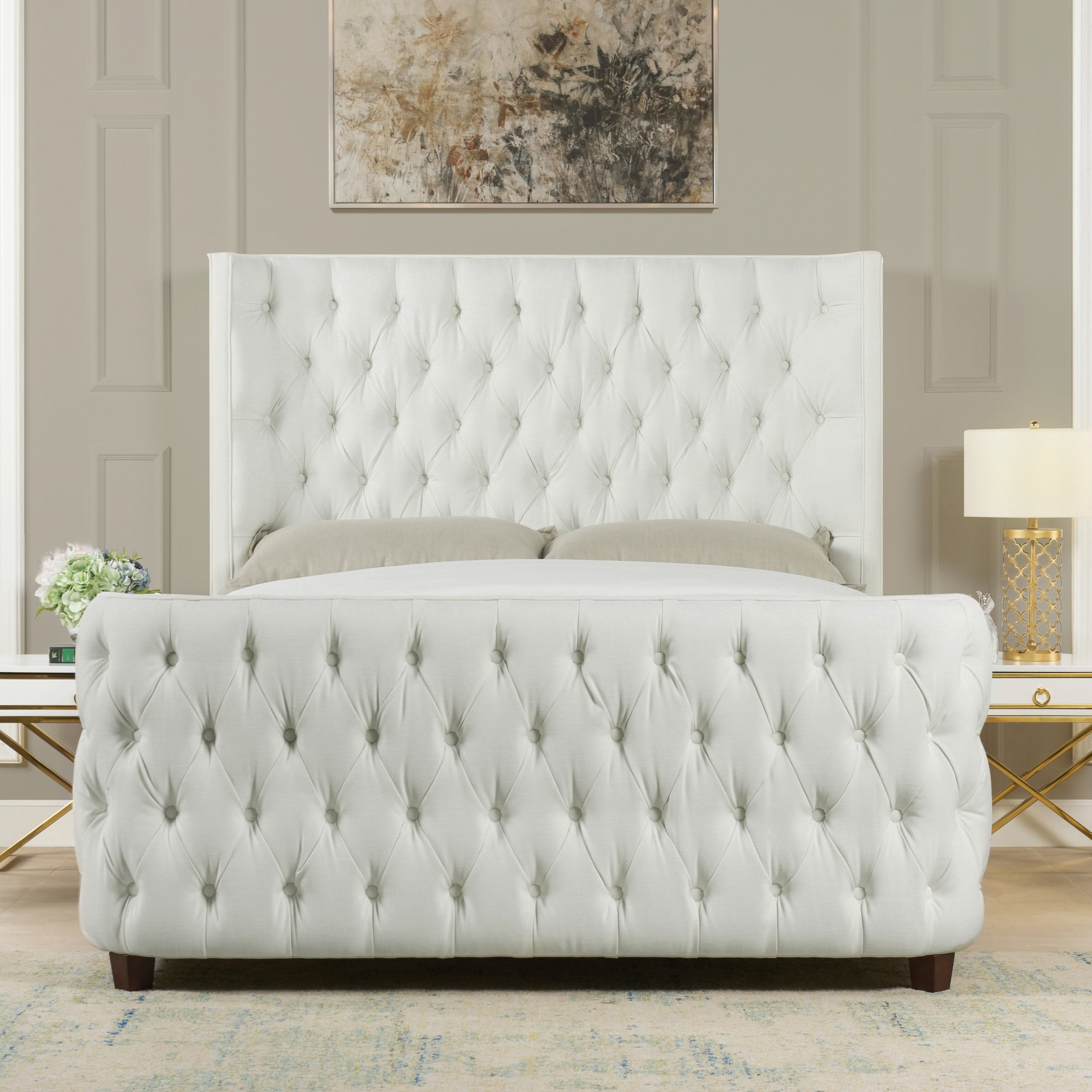 Jennifer Taylor Home Brooklyn Tufted Shelter Wingback Panel Bed Antique ...