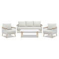 thumbnail image 1 of Jennifer Taylor Home Calarono 4pc Upholstered Teak & Aluminium Patio Conversation Set Sand Dune Chenille, 1 of 8