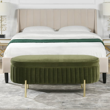 Jennifer Taylor Home Chloe Modern Glam Storage Bench Olive Green