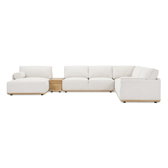 Destin 164" Modular Deep Seat LAF U-Shaped Sectional, Lunar Gray-White Chenille
