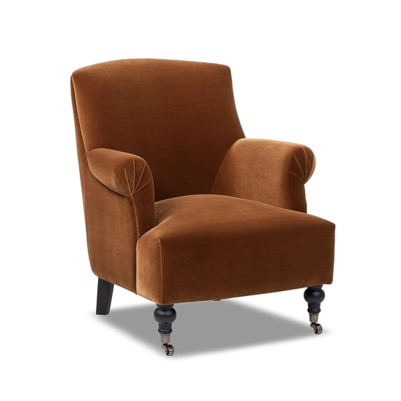 Jennifer Taylor Home Eloise 30" Pleated Sock Arm Accent Armchair, Burnt Orange Performance Velvet