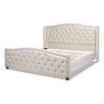thumbnail image 1 of Fontana Wingback Upholstered Platform Bed Frame King Sky Neutral Beige Polyester, 1 of 8