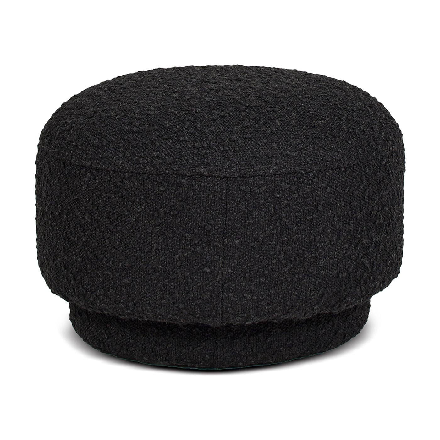 Fuji 15" Ebony Black Boucle Mushroom Footstool Ottoman