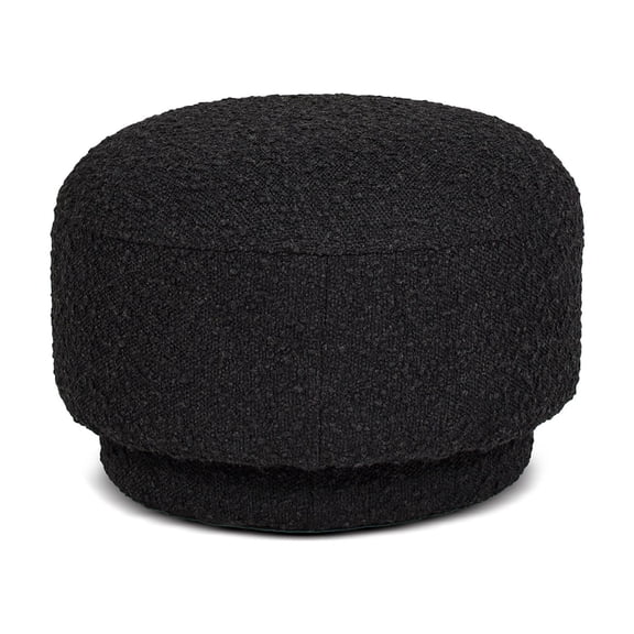 Jennifer Taylor Home Fuji 15" Mushroom Footstool Ottoman, Ebony Black Boucle