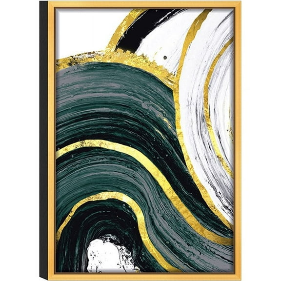 Jennifer Taylor Home Gold White Green Abstract Art Gold Frame Wall Art 24 x 36
