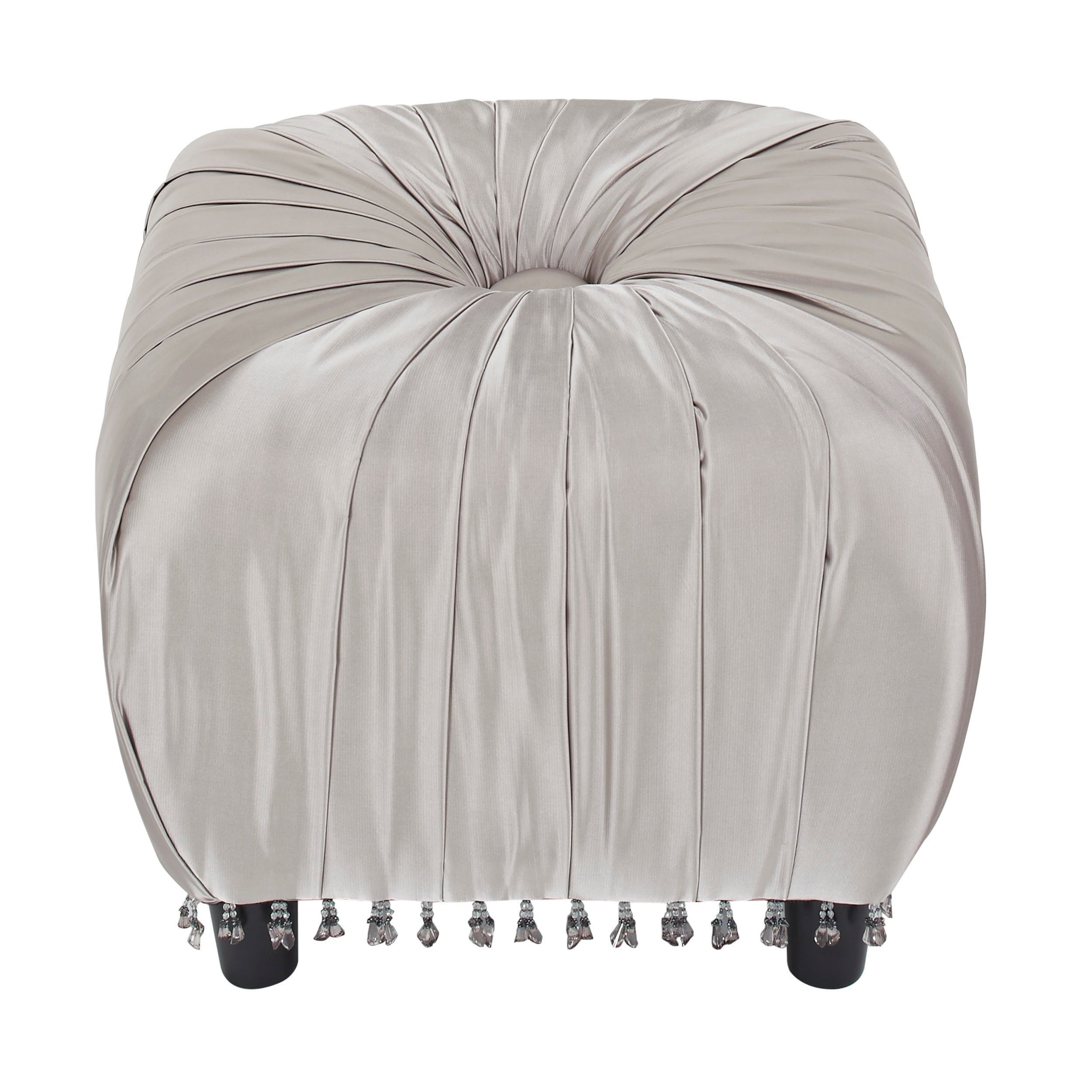 Gracie 20" Flint Grey Satin Tufted Storage Ottoman
