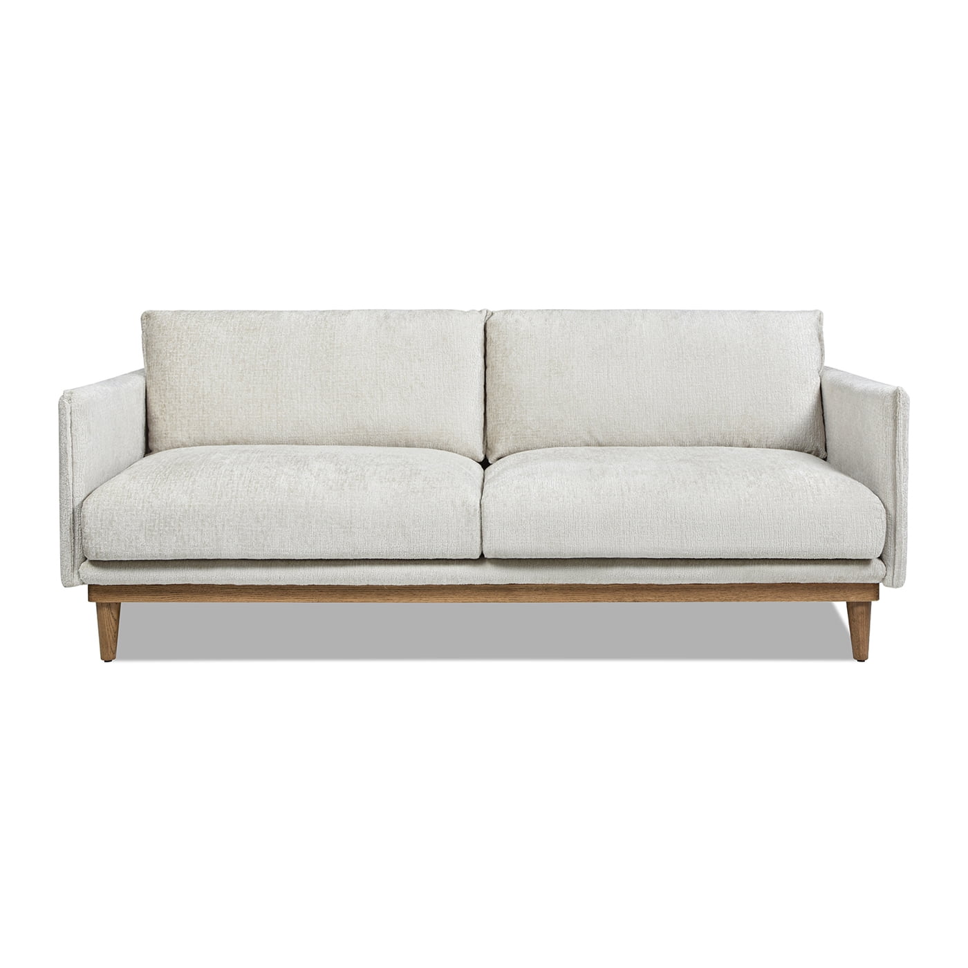 Jennifer Taylor Home Haven 83" Flange Arm Oak Wood Sofa, Marled Gray Chenille