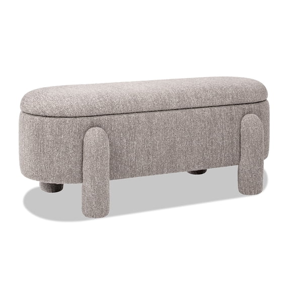 Jennifer Taylor Home Hugo 49" Oval Fully Upholstered Storage Bench, Brown Boucle