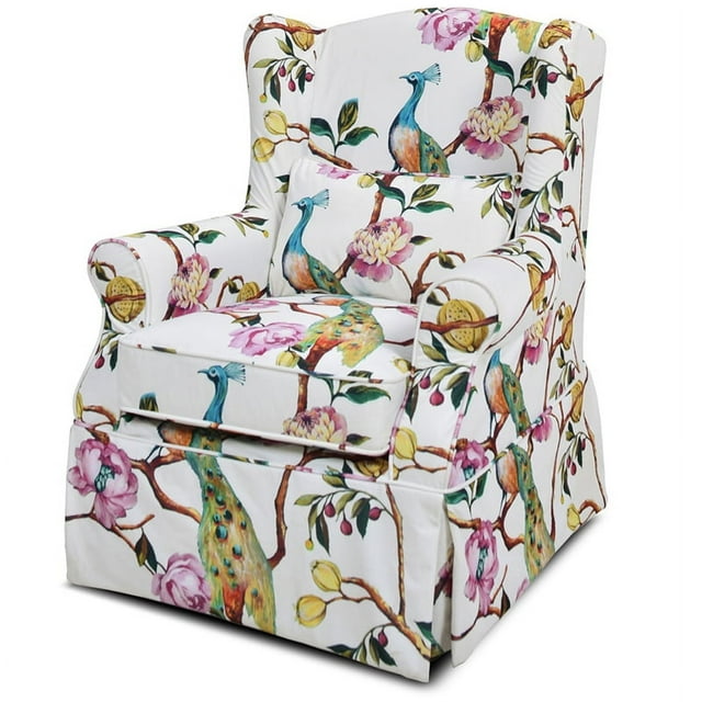 Jennifer Taylor Home Indie 33" Wingback Skirted Arm Chair Peacock & Floral