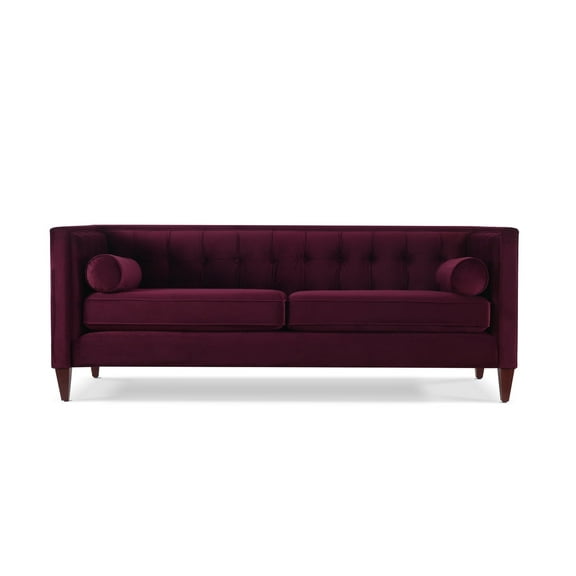 Jennifer Taylor Home Jack Tufted Tuxedo Sofa Double Cushion, Burgundy
