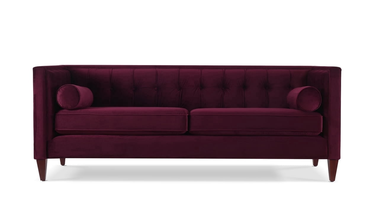 Jack 84" Tufted Tuxedo Sofa Double Cushion Burgundy