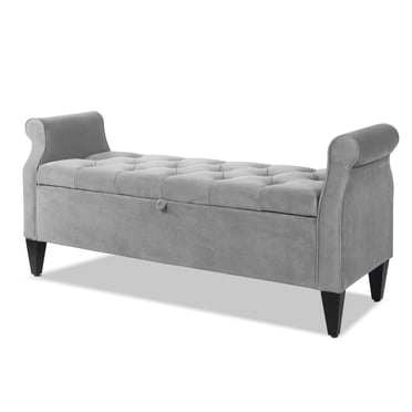 Homepop Gray Woven 40 in. Bedroom Bench Tufted with Storage K8687-F2159 - The Home Depot