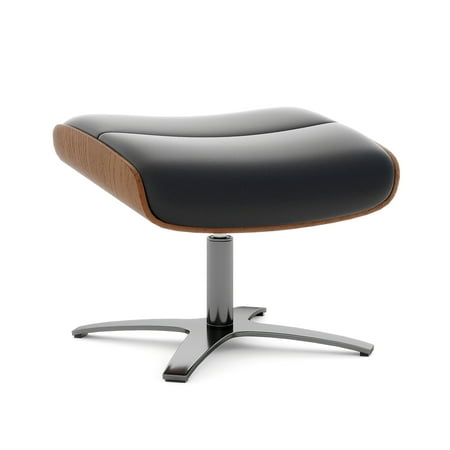 Jennifer Taylor Home Jovan 20.5" Mid-Century Modern Genuine Leather Footstool Ottoman, Shadow Gray Leather