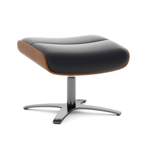 Jennifer Taylor Home Jovan 20.5" Mid-Century Modern Genuine Leather Footstool Ottoman, Shadow Gray Leather