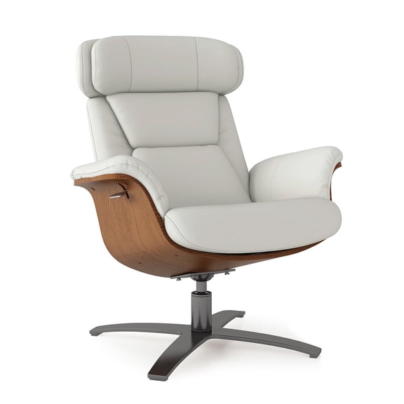 Jennifer Taylor Home Jovan 31.5" Mid-Century Modern Genuine Leather Recliner Lounge Chair, Pastel Beige Leather