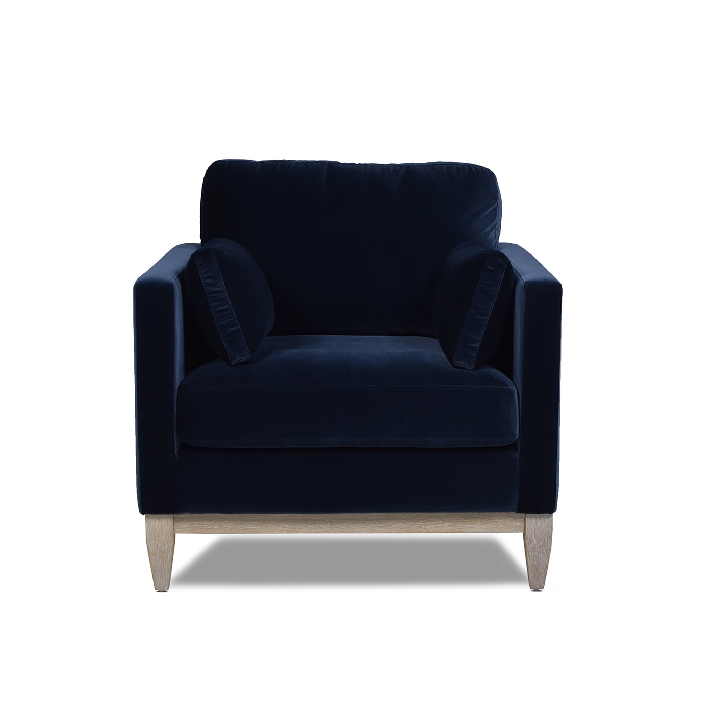 Knox Dark Navy Blue Velvet Armchair with Birch Legs