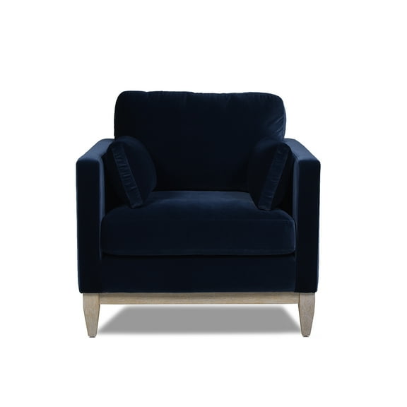Jennifer Taylor Home Knox 36" Modern Farmhouse Performance Velvet Large Living Room Accent Arm Chair in Dark Navy Blue