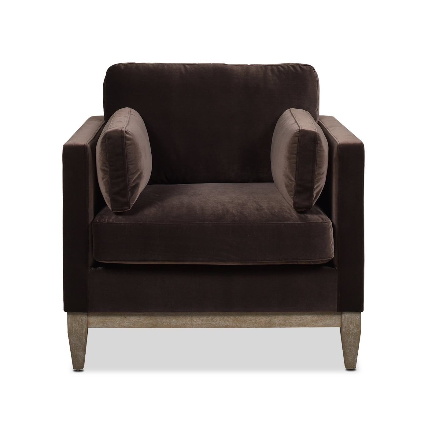 Knox Deep Brown Velvet and Wood Armchair 36"