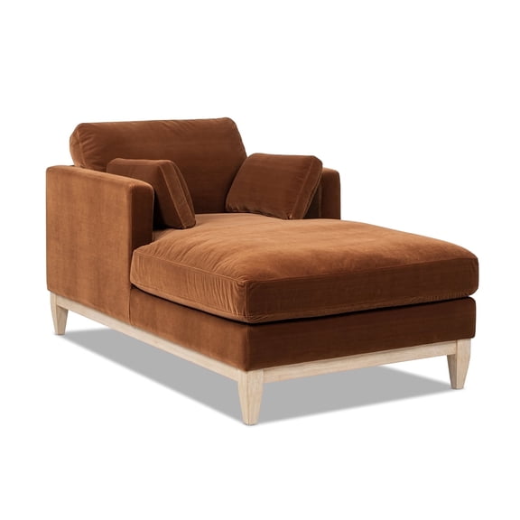 Jennifer Taylor Home Knox 65" Modern Farmhouse Chaise Lounge Chair, Burnt Orange Performance Velvet
