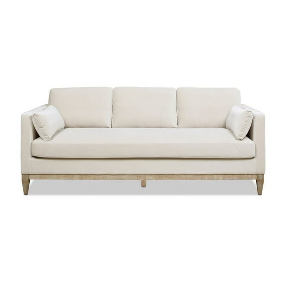 Jennifer Taylor Home Knox 84" Modern Farmhouse Performance Velvet Living Room Sofa Couch in French Beige