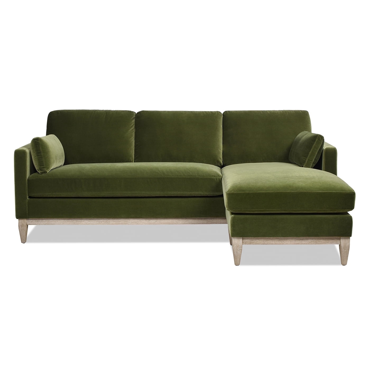 Jennifer Taylor Home Knox 89" Modern Farmhouse Performance Velvet Reversible Living Room Chaise Sectional Sofa Couch in Olive Green