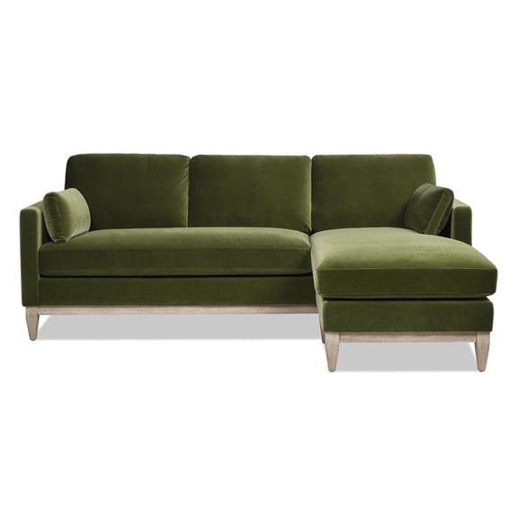 Jennifer Taylor Home Knox 89" Modern Farmhouse Performance Velvet Reversible Living Room Chaise Sectional Sofa Couch in Olive Green